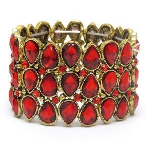 Multi Layered red crystal Bracelets for Women Gifts party wedding
